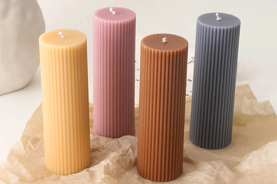 Vertical Striped Pillar Candles