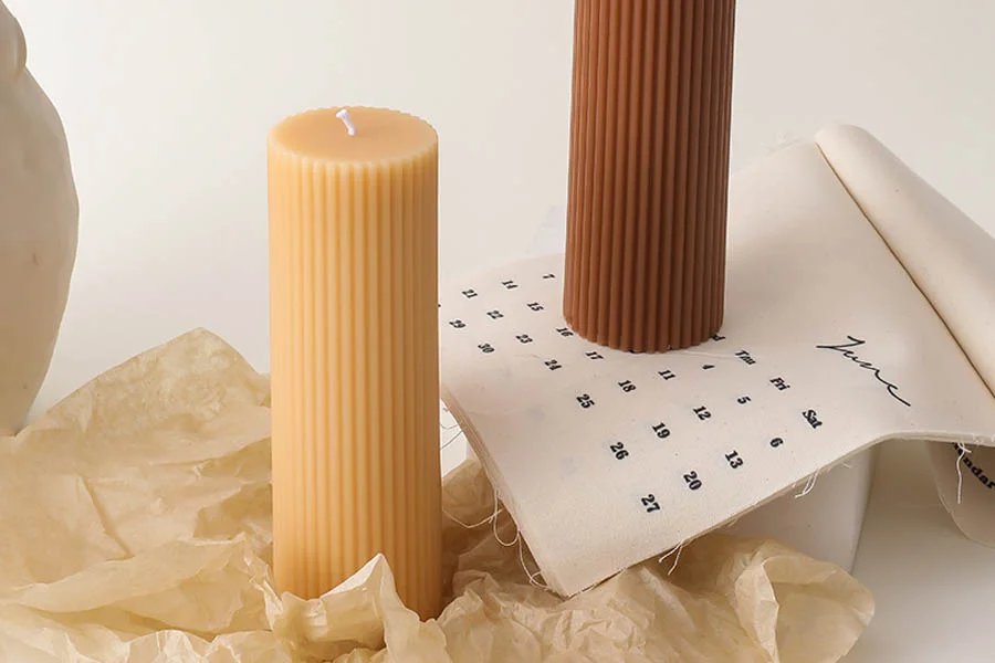 Sophisticated Striped Pillar Candles