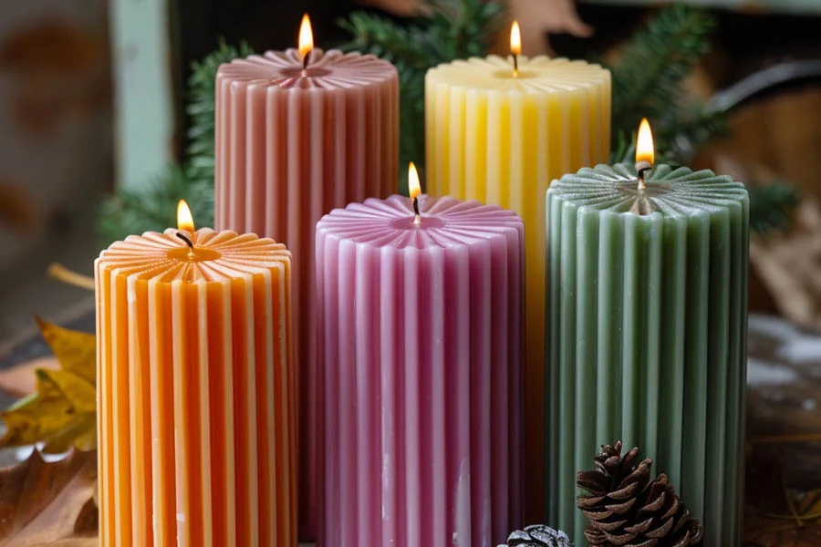 Elegant Pillar Candles with Stripes